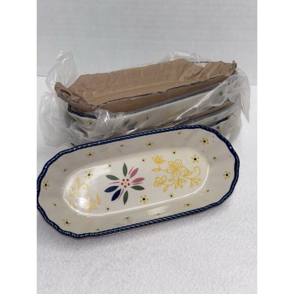 Lot of 4 Temptations Classic Collection Old World Corn on The Cob Dish Blue NEW - Picture 1 of 6